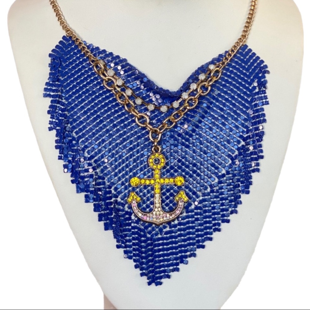 🛑SOLD🛑 Betsey Johnson Mesh Anchor Frontal Drop Necklace - Picture 1 of 9